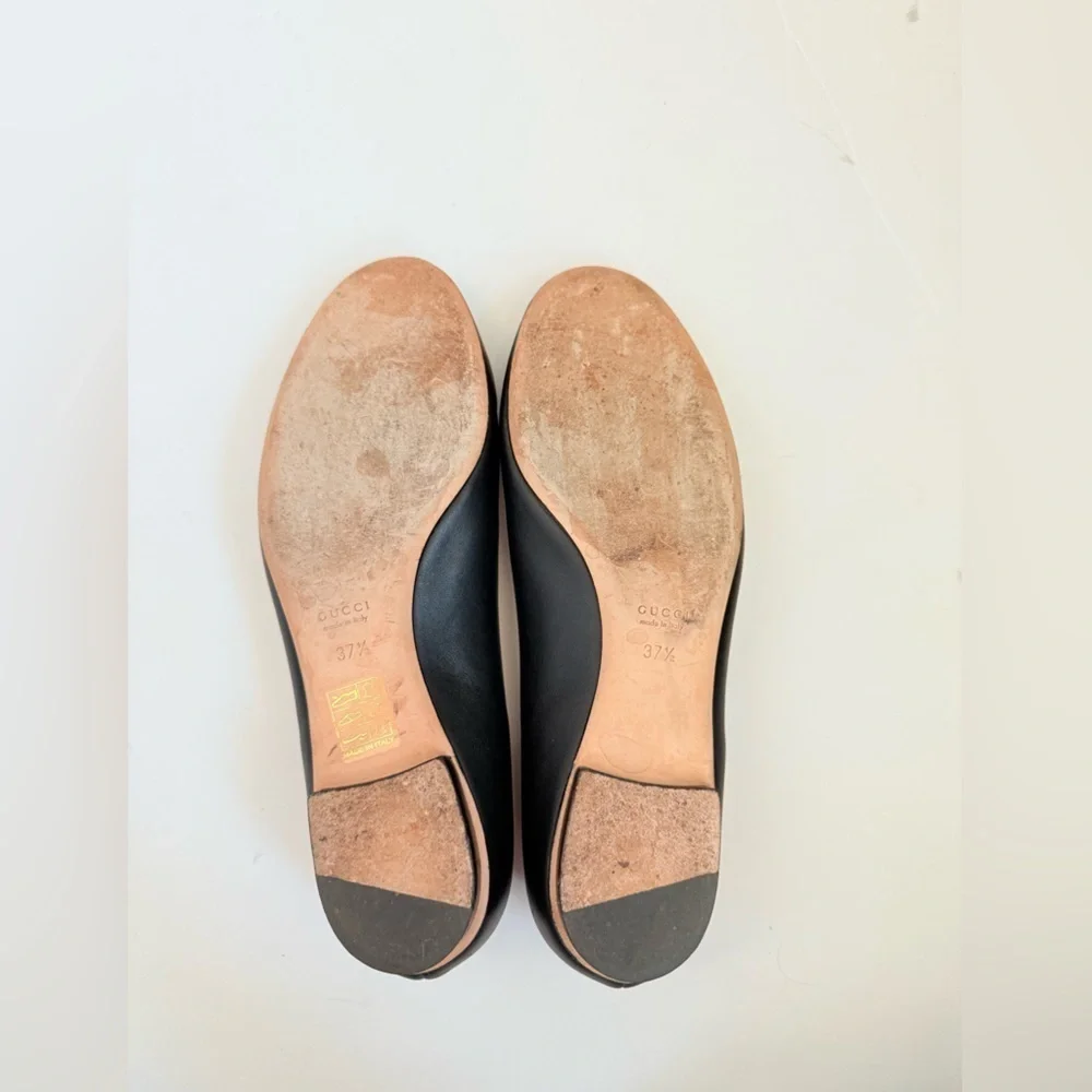 Gucci Horsebit Miro Soft Ballet Flats Black Leather Slip On Ballerina EU 37.5